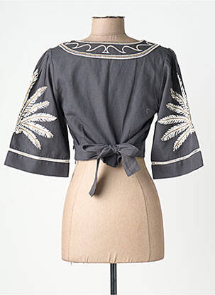 Top coupe cintrée manches 3/4 gris SCOTCH & SODA femme