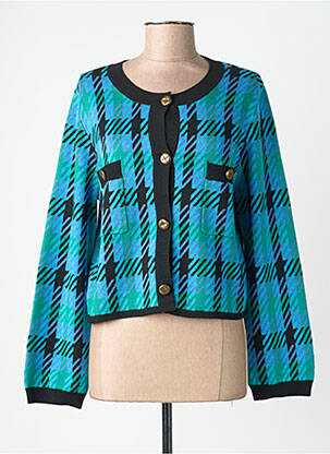 Gilet manches longues col rond bleu SUNCOO femme