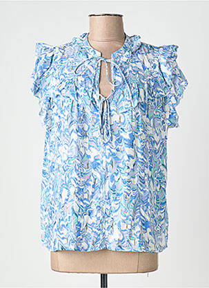 Blouse imprimé fantaisie sans manche bleu SUNCOO femme
