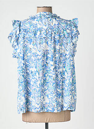 Blouse imprimé fantaisie sans manche bleu SUNCOO femme