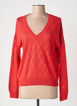 Pull col v manches longues orange I.CODE (By IKKS) femme