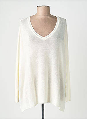Pull col v manches longues blanc SCHOOL RAG femme