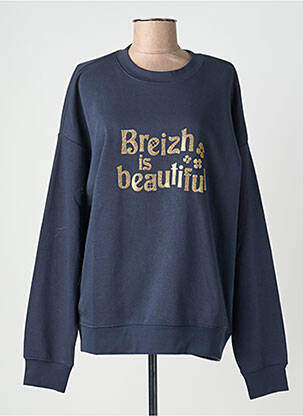 Sweat-shirt sérigraphie manches longues bleu BREIZH ANGEL femme