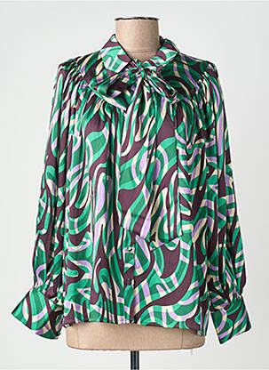 Chemisier imprimé fantaisie manches longues vert SUNCOO femme