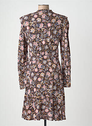 Robe mi-longue imprimé fleurs manches longues noir SUNCOO femme