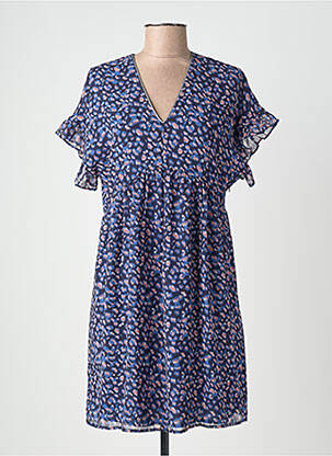 Robe courte manches courtes manches courtes bleu LE TEMPS DES CERISES femme
