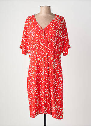 Robe mi-longue imprimé fantaisie manches courtes rouge ONE STEP femme