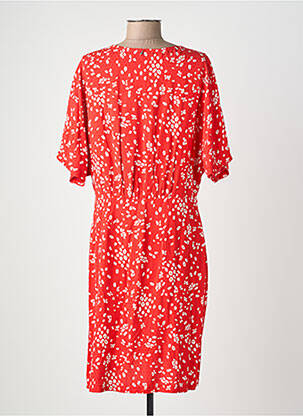 Robe mi-longue imprimé fantaisie manches courtes rouge ONE STEP femme