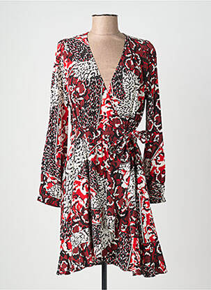 Robe mi-longue imprimé fantaisie manches longues noir SUNCOO femme