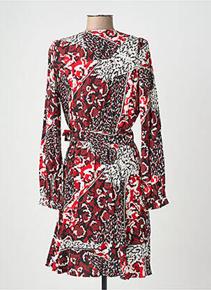 Robe mi-longue imprimé fantaisie manches longues noir SUNCOO femme