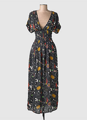 Robe longue imprimé fantaisie manches courtes noir SCOTCH & SODA femme