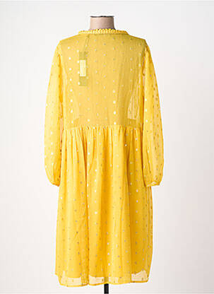 Robe mi-longue coupe fluide manches longues jaune SCHOOL RAG femme
