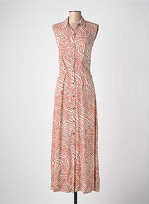 Robe longue imprimé fantaisie sans manche orange LE TEMPS DES CERISES femme