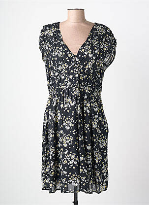 Robe mi-longue imprimé fleurs manches courtes noir SCOTCH & SODA femme