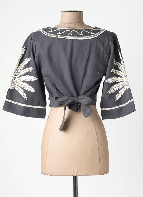 Top coupe cintrée manches 3/4 gris SCOTCH & SODA femme
