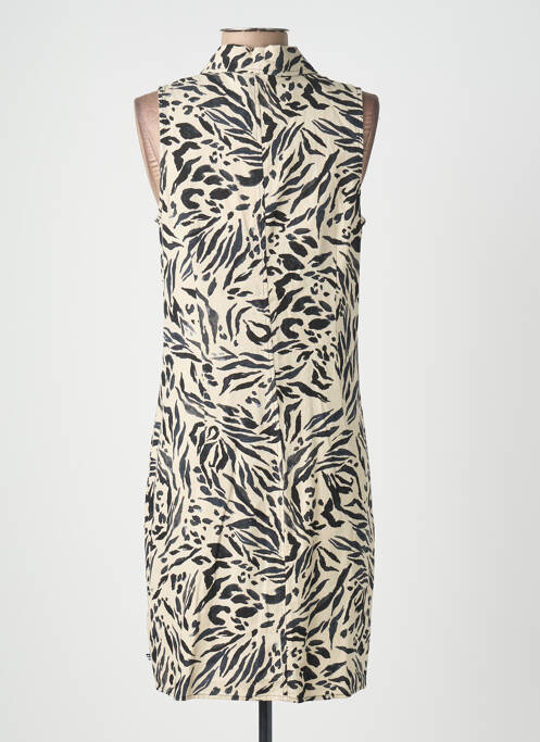 Robe mi-longue imprimé fantaisie manches courtes beige LE TEMPS DES CERISES femme