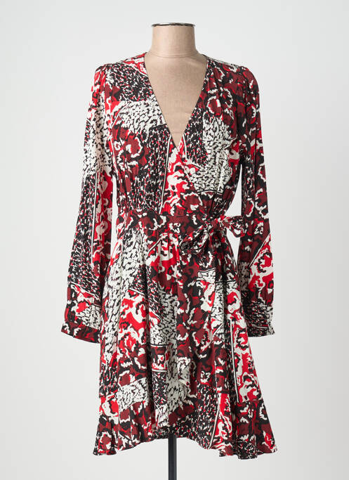 Robe mi-longue imprimé fantaisie manches longues noir SUNCOO femme