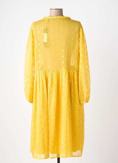 Robe mi-longue coupe fluide manches longues jaune SCHOOL RAG femme