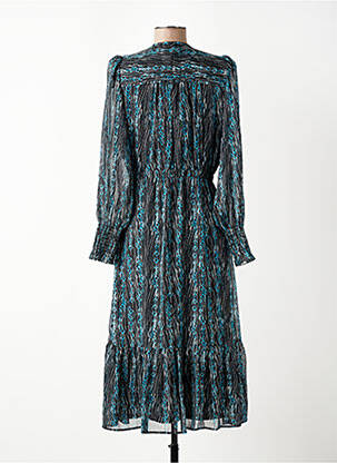 Robe mi-longue imprimé fantaisie manches longues noir SUNCOO femme