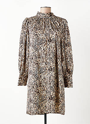 Robe courte manches longues manches longues marron SUNCOO femme