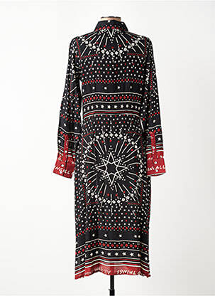 Robe mi-longue imprimé fantaisie manches longues noir MKT STUDIO femme