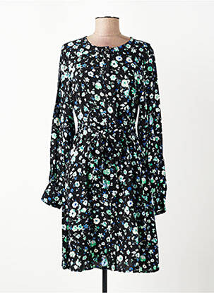 Robe mi-longue imprimé fantaisie manches longues noir SELECTED femme