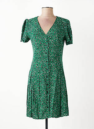 Robe courte manches courtes manches courtes vert IKKS femme