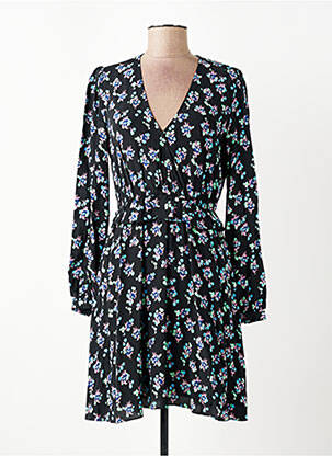 Robe mi-longue imprimé fleurs manches longues noir SCOTCH & SODA femme