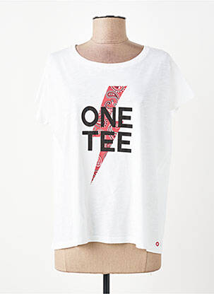 T-shirt sérigraphie floquée manches courtes blanc ONE TEE femme