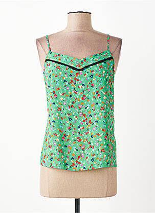 Top tissage crêpe fines bretelles vert I.CODE (By IKKS) femme