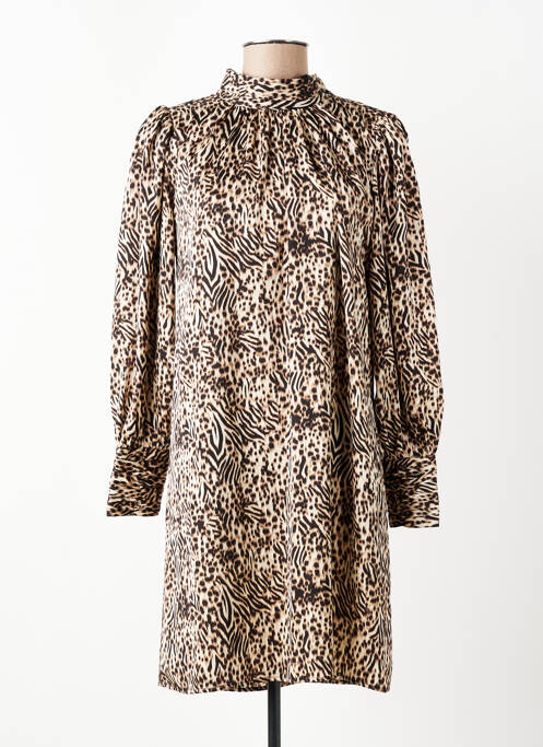 Robe courte manches longues manches longues marron SUNCOO femme