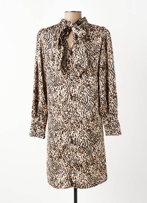 Robe courte manches longues manches longues marron SUNCOO femme