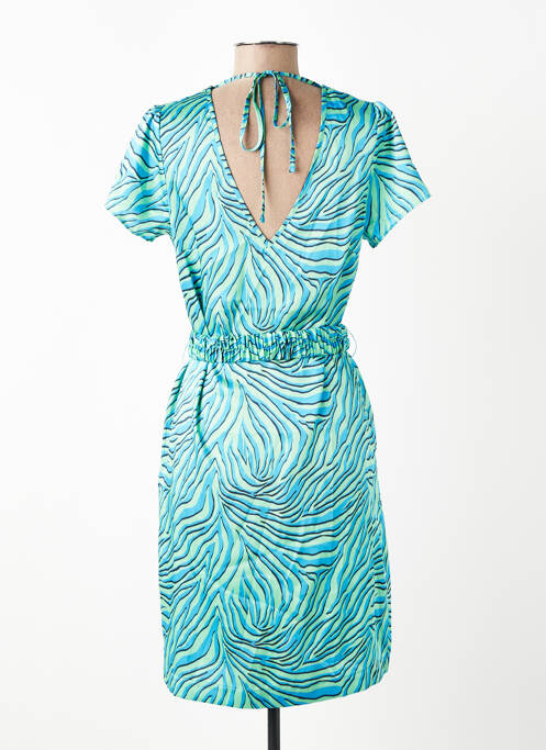 Robe mi-longue imprimé fantaisie manches courtes bleu IKKS femme