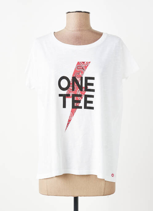 T-shirt sérigraphie floquée manches courtes blanc ONE TEE femme