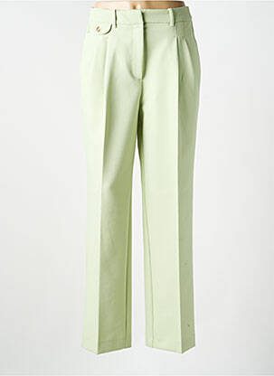Pantalon droit tissage crêpe taille haute vert SELECTED femme