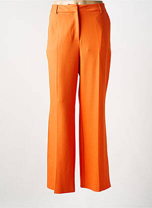 Pantalon flare fermeture zippée sous rabat avec crochet taille haute orange SELECTED femme