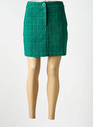 Jupe courte taille à pinces vert SUNCOO femme