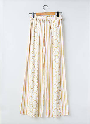 Pantalon large taille à pinces taille haute beige SUNCOO femme
