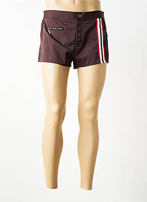 Short de bain tissage popeline marron HOM homme