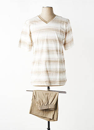 Pyjashort imprimé rayures beige HOM homme
