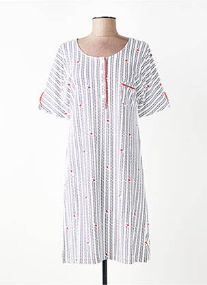 Chemise de nuit imprimé fantaisie blanc CANAT femme