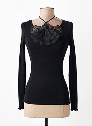 Pull coupe cintrée manches longues noir OSCALITO femme