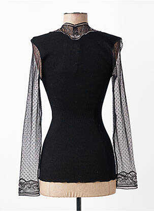 Top coupe cintrée manches longues noir OSCALITO femme