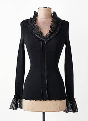 Pull coupe cintrée manches longues noir OSCALITO femme