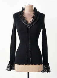 Pull coupe cintrée manches longues noir OSCALITO femme