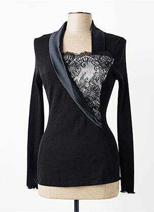 Pull coupe cintrée manches longues noir OSCALITO femme