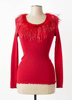 Pull coupe cintrée manches longues rouge OSCALITO femme