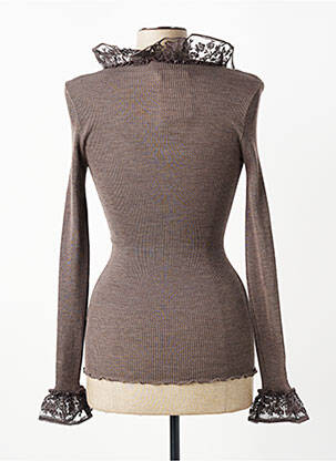 Pull coupe cintrée manches longues marron OSCALITO femme