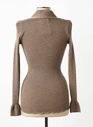 Pull coupe cintrée manches longues marron LISANZA femme