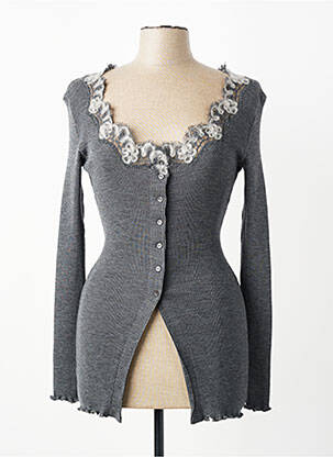 Gilet manches longues col rond gris LISANZA femme